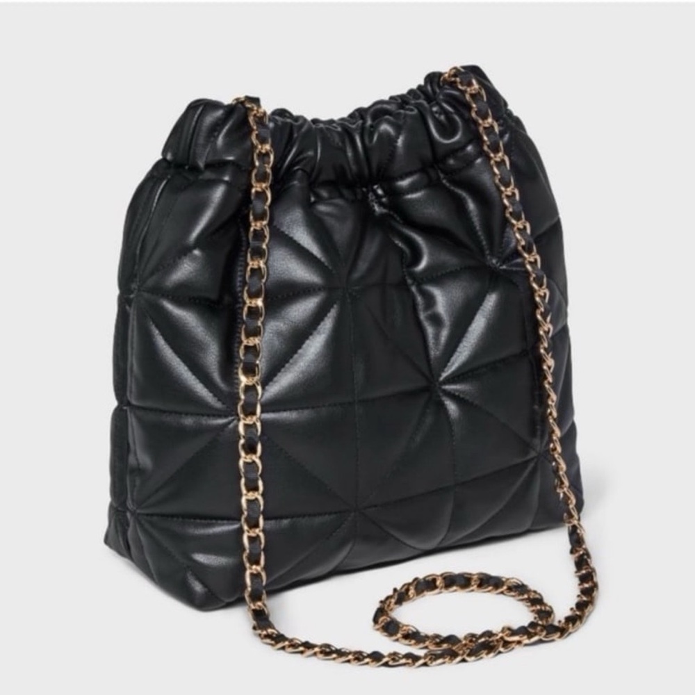 A New Day Black Quilted Puff Cross Body Bag
